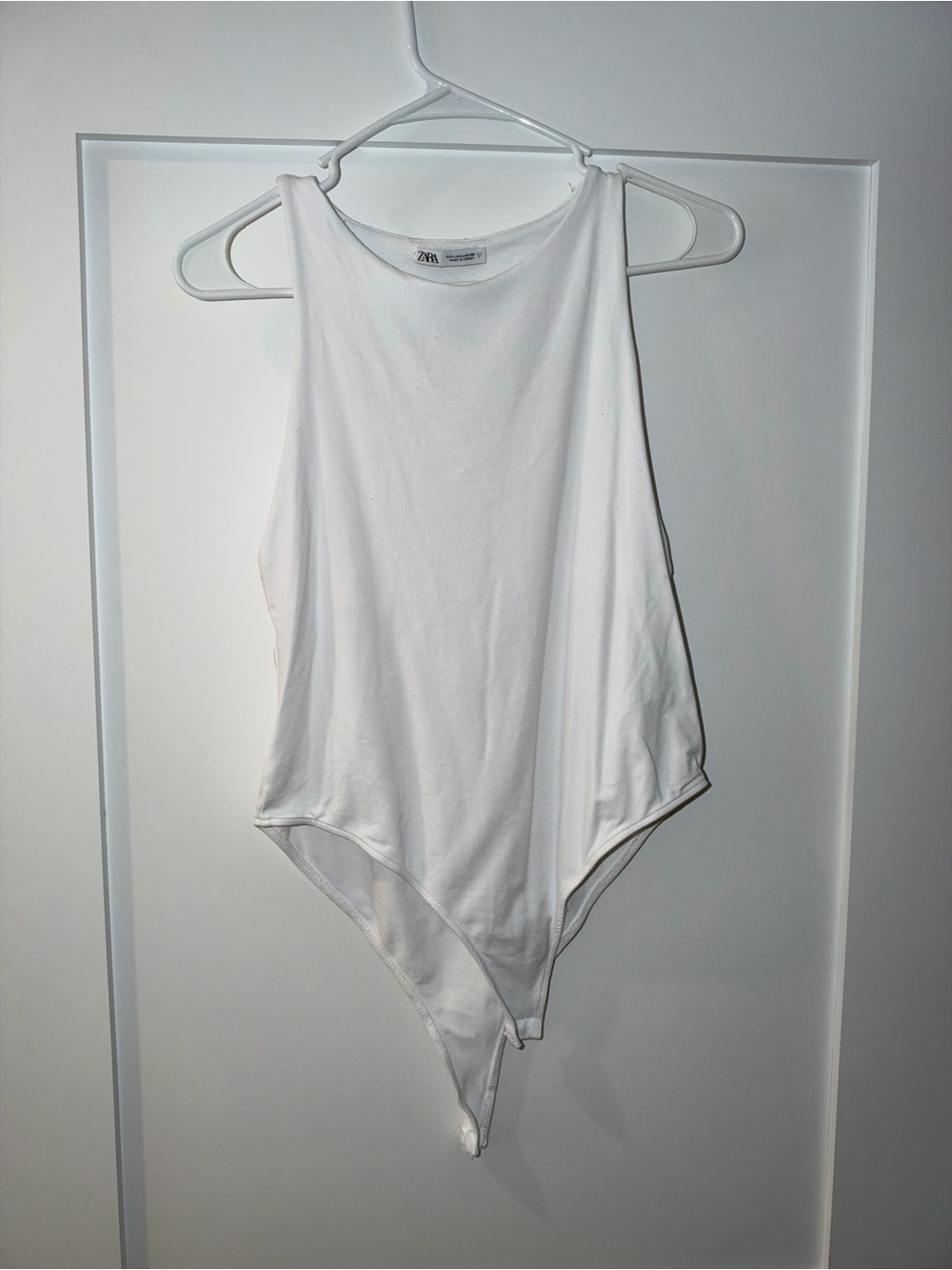 Zara White Sleeveless Bandeau Bodysuit